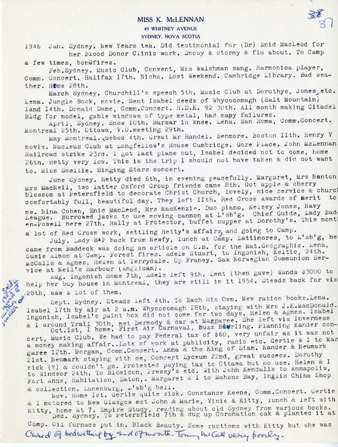 Katharine McLennan's Diary